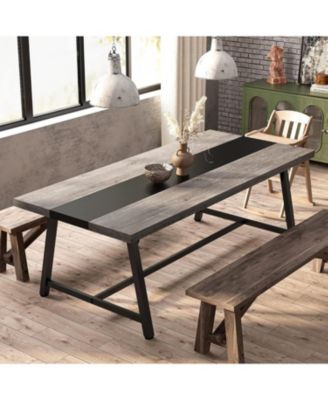 Dining Table for 8 People, 70.87-inch Rectangular Wood Kitchen Table with Strong Metal Frame, Industrial Large Long Dining Room Table