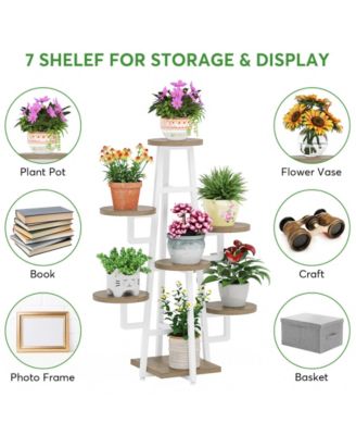 Wooden Corner Plant Pots Holder Rack Flower Stand Shelf Planter Organizer,7 Tier Plant Stand Indoor