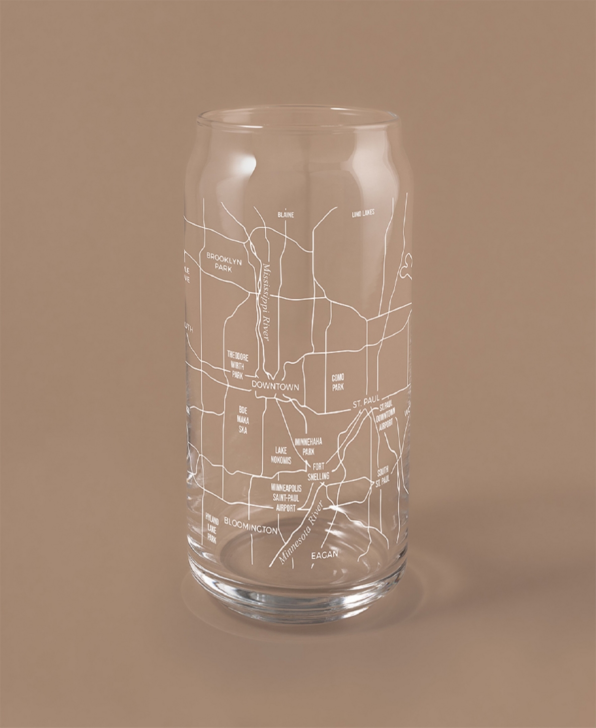 Narbo The Can Minneapolis Map Everyday Glassware, Set Of 2 In White