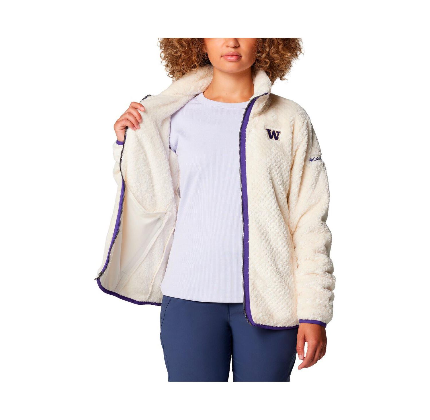 Women's Cream Washington Huskies Fireside II Sherpa Full-Zip Jacket