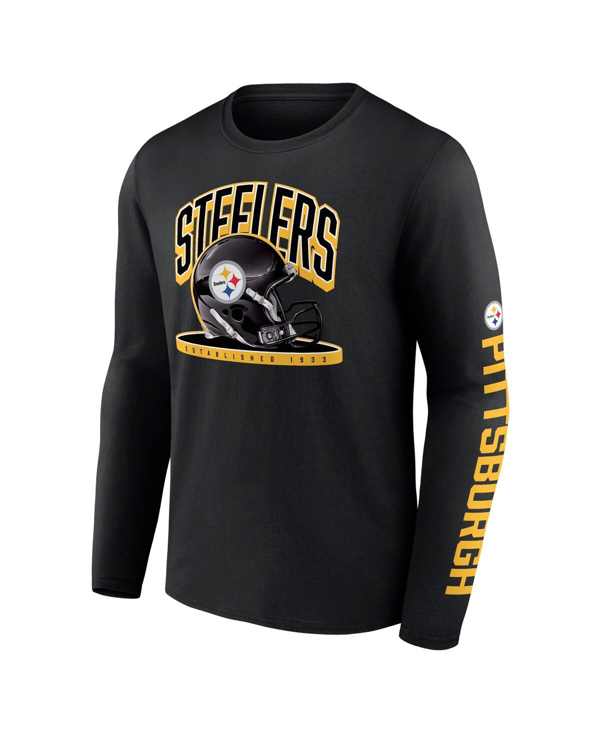 Fanatics Men'sPittsburgh Steelers Helmet Platform Long Sleeve T-shirt - Black