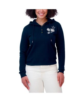 Women's Navy Dallas Cowboys Waffle-Knit Pullover Hoodie