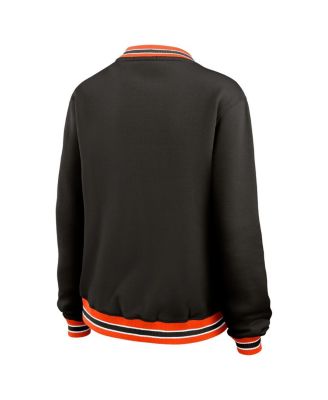 Women's Black Cincinnati Bengals Oversized Long Sleeve V-Neck Sweatshirt