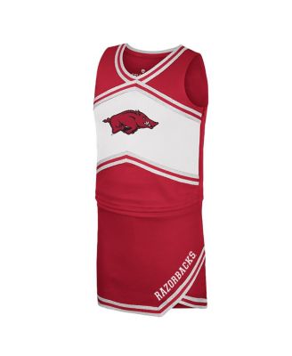 Big Girls Cardinal Arkansas Razorbacks Cheerleader Top Skirt Set