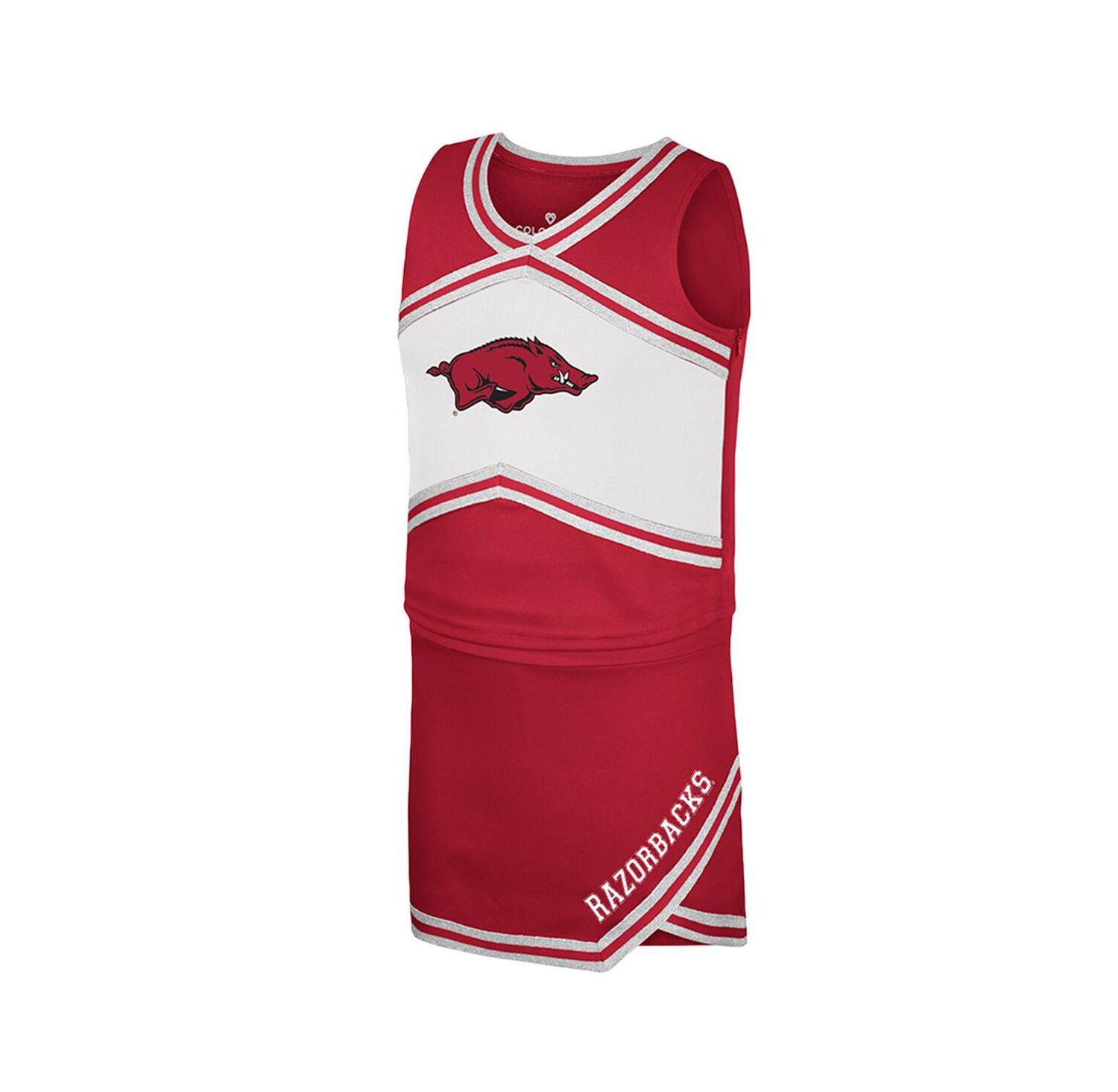Big Girls Cardinal Arkansas Razorbacks Cheerleader Top Skirt Set