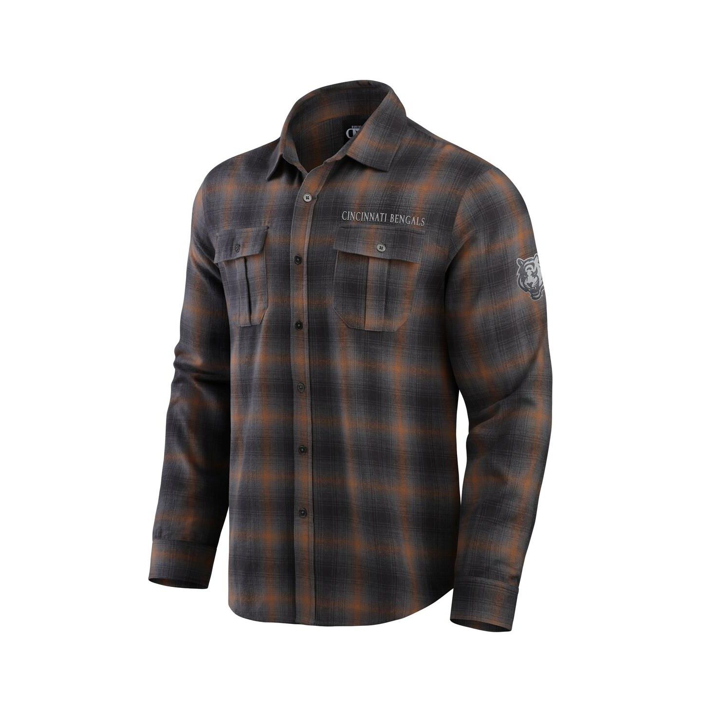 Мужская рубашка Fanatics Charcoal Cincinnati Bengals Classic Flannel Long Sleeve Button-Up — фото 3