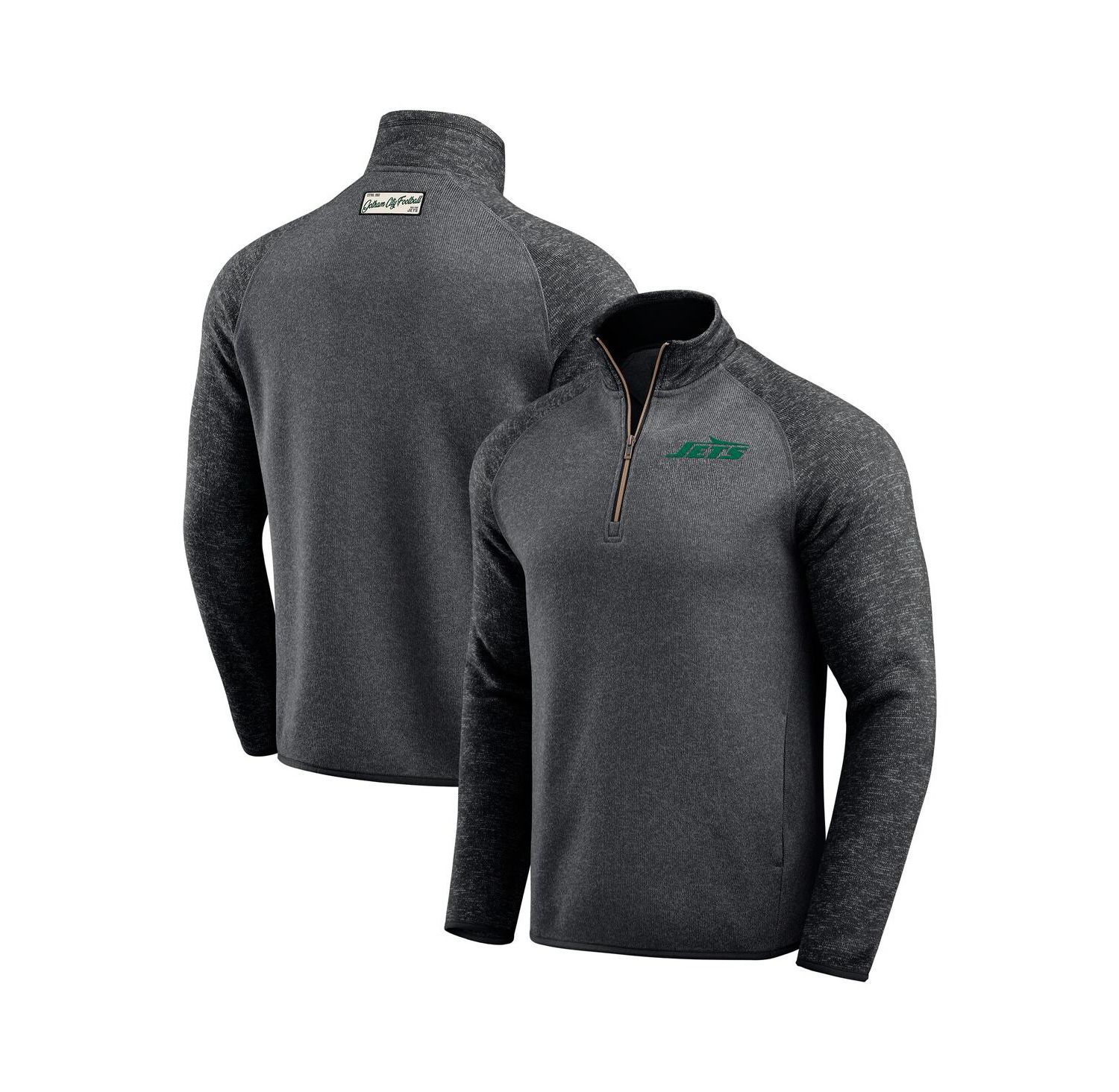 Men's Black New York Jets Tonal Raglan Quarter-Zip Top