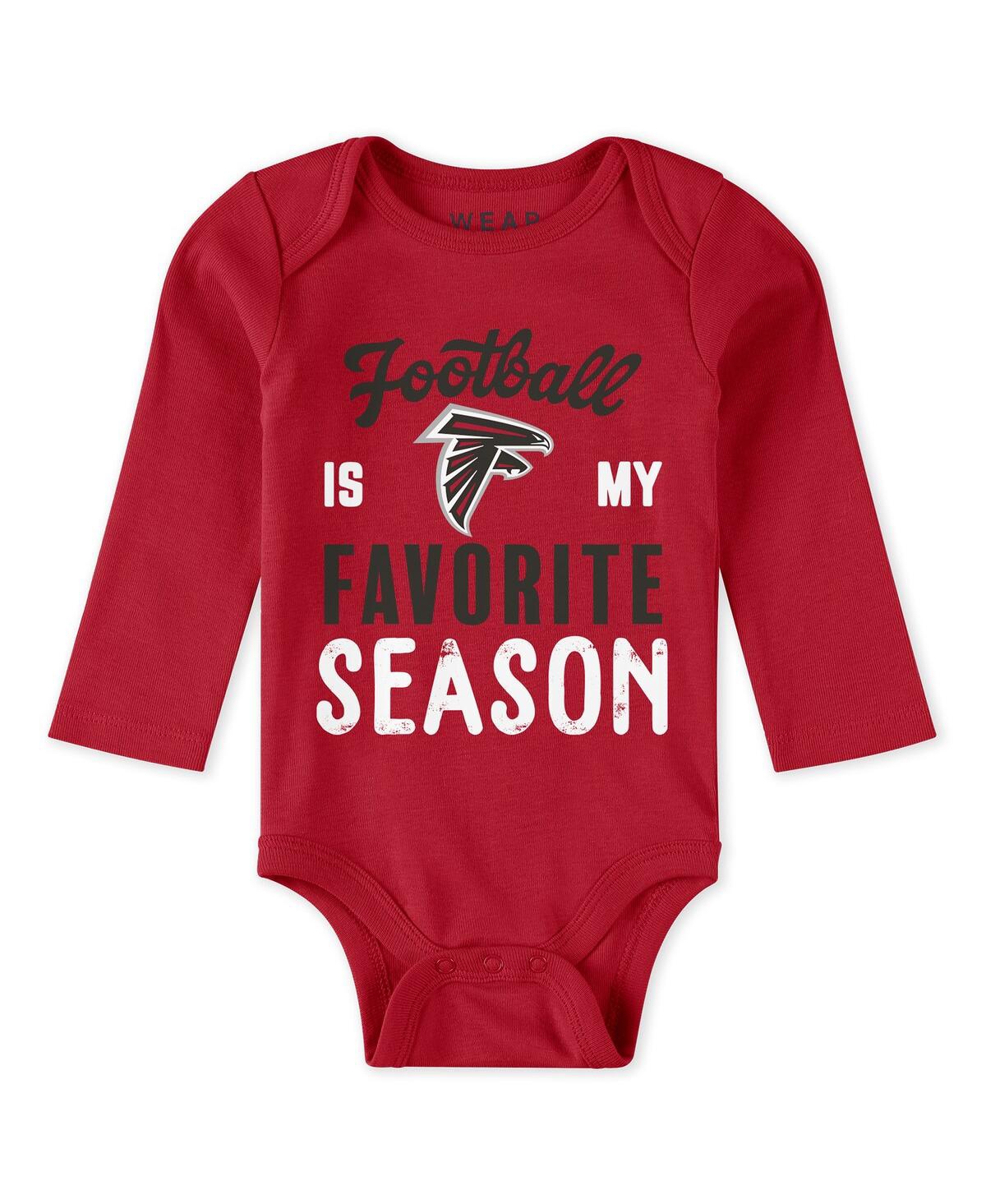 Wear By Erin Andrews Baby Boys And Girls Atlanta Falcons Three-piece Turn Me Around Bodysuits Pant Set In Red,heather Gray