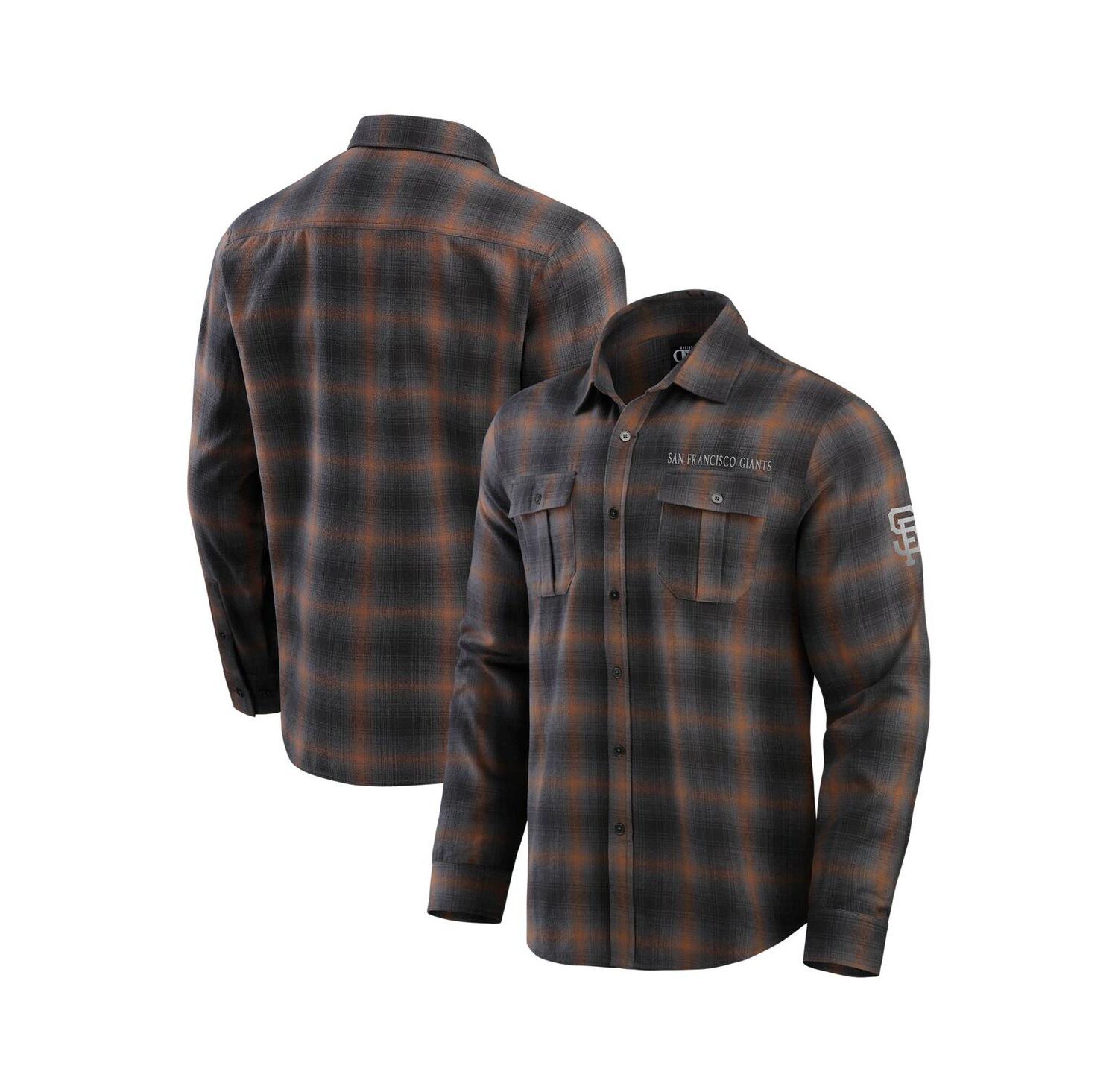 Men's Tan/Charcoal San Francisco Giants Classic Flannel Long Sleeve Button-Up Shirt