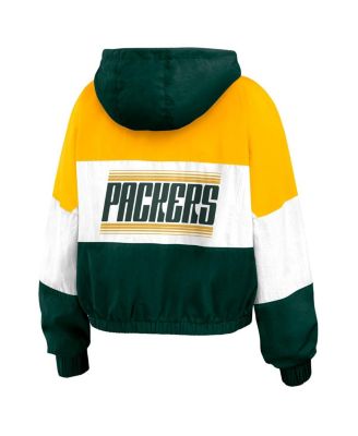 Women's Green Green Bay Packers Color Block Full-zip Windbreaker Jacket