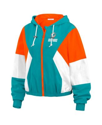 Women's Aqua Miami Dolphins Color Block Full-Zip Windbreaker Jacket