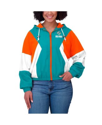Women's Aqua Miami Dolphins Color Block Full-Zip Windbreaker Jacket