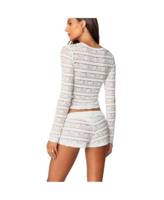 Womens Maisley Sheer Lace Top