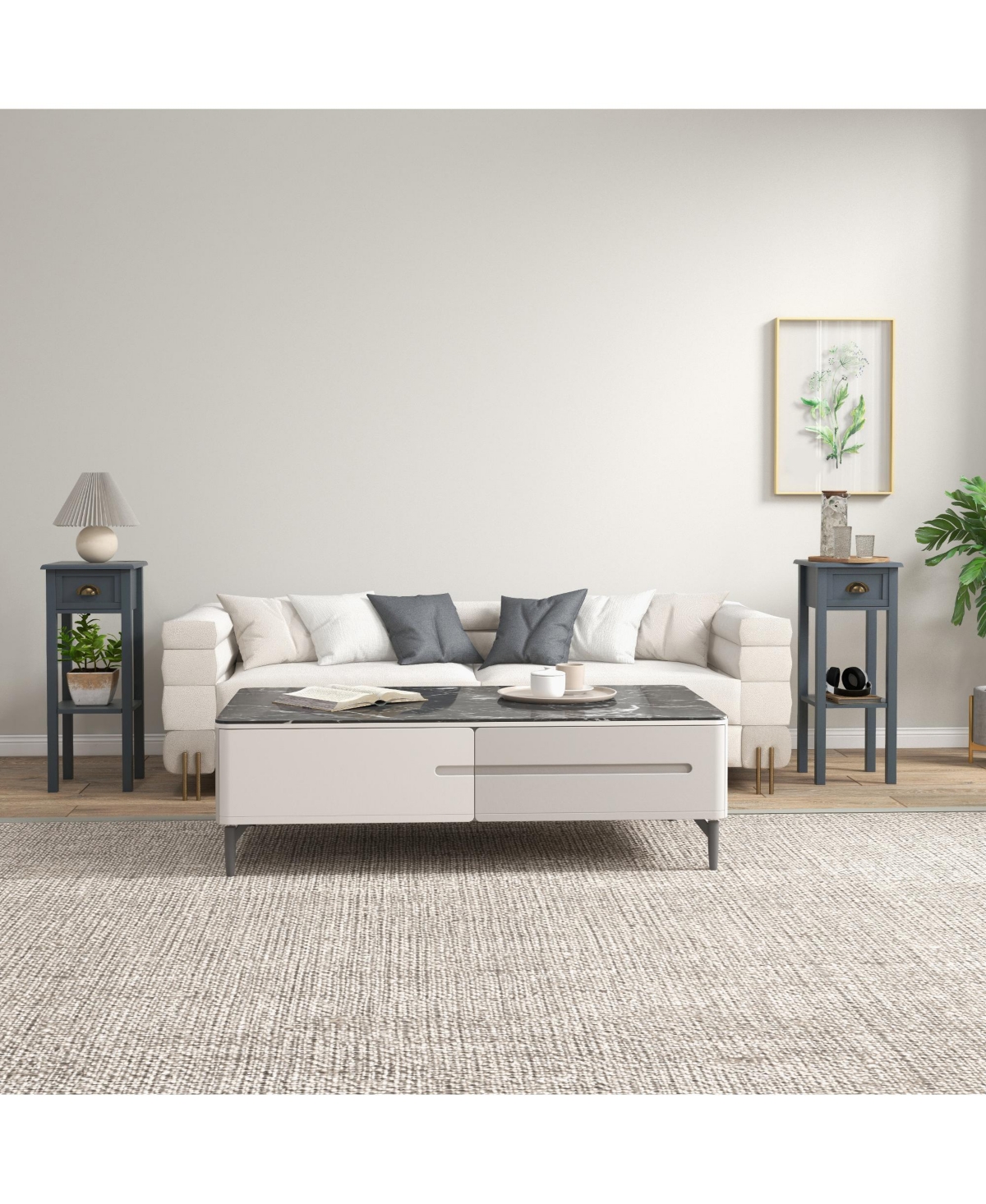 Homcom 2-Tier Side Table with Drawer Shelf for Living Room, Light