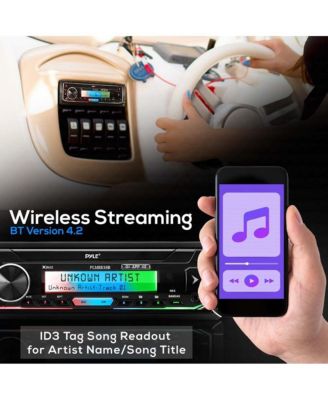 Marine Bluetooth Stereo Receiver - AM/FM/MP3/USB/SD, LCD Display, Single DIN (PLMRB38B)