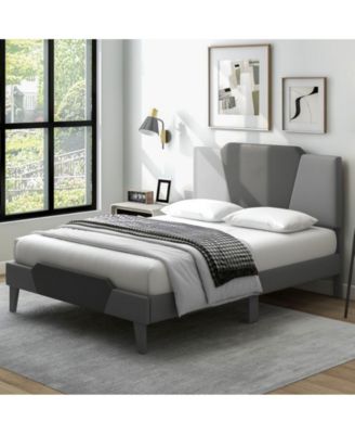 Full Velvet Upholstered Bed Frame with High Headboard