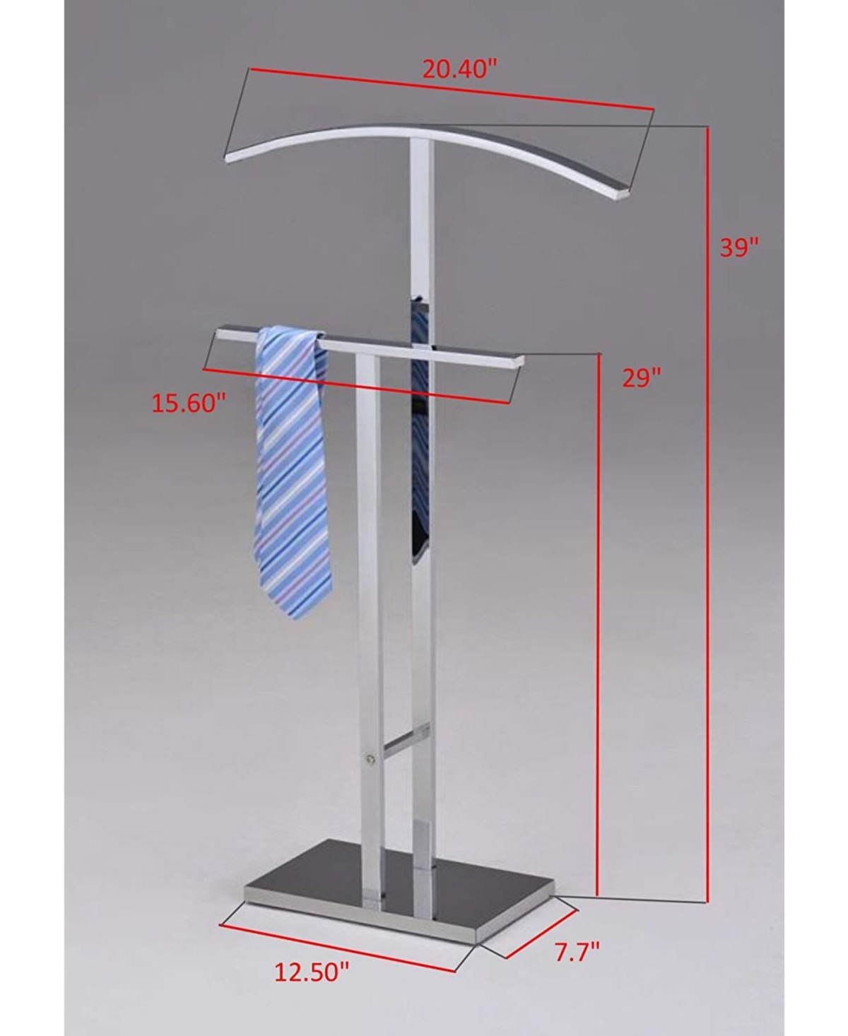 Kings Brand Furniture DossiMetal Suit Rack Valet Stand - Chrome