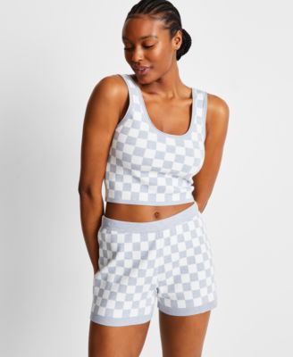 State of Day - Women's Square Check Bralette Short Set