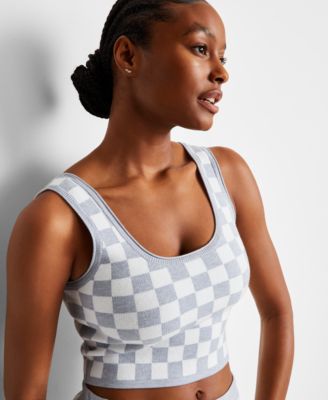 Women's Checkered Loungewear Bralette Short Set, Exclusively at Macy's
