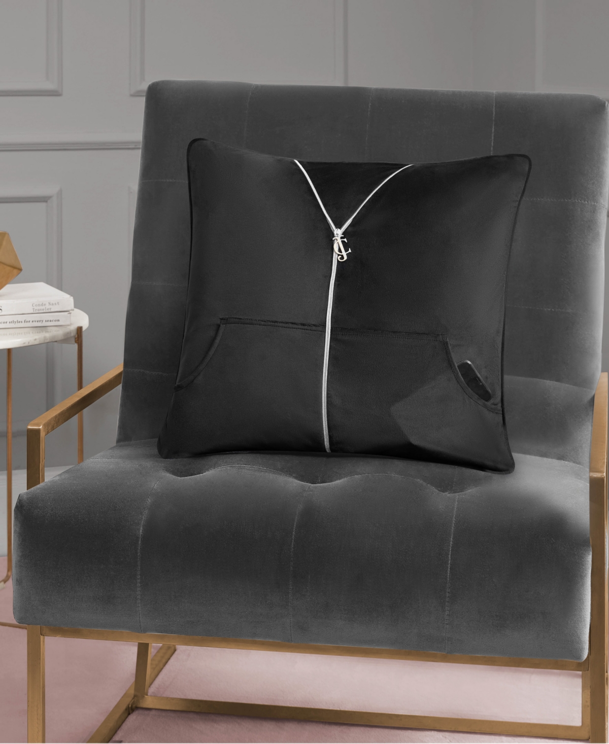 Juicy Couture Tracksuit Decorative Pillow, 20" X 20" In Black
