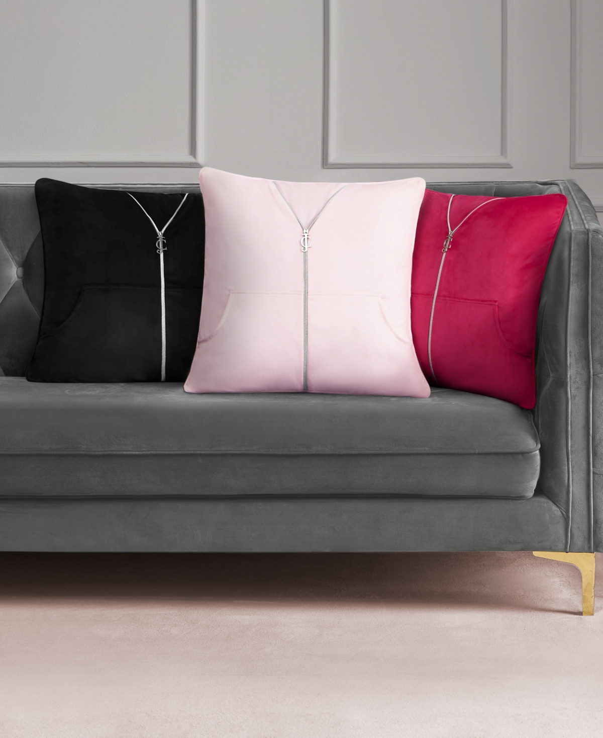 Juicy Couture Tracksuit Decorative Pillow, 20" X 20" In Black