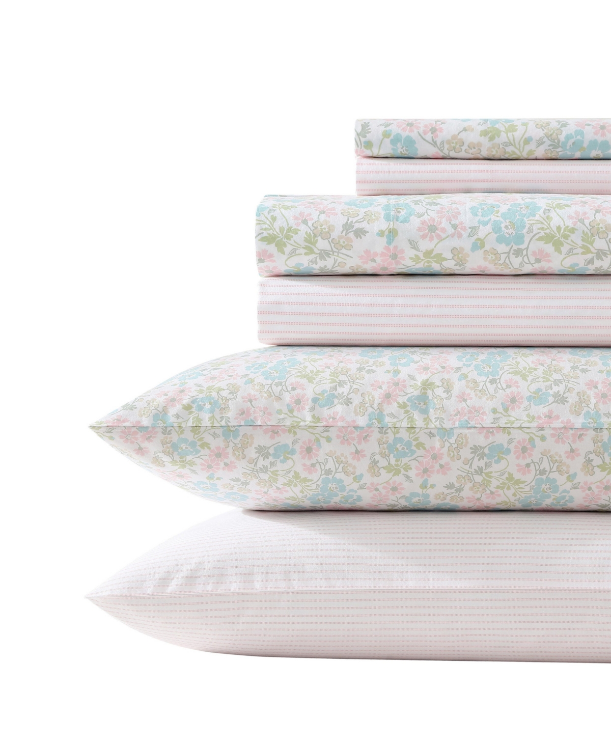Laura Ashley 200-thread Cotton 4 -pc. Sheet Set, King In Jaynie Mix And Match
