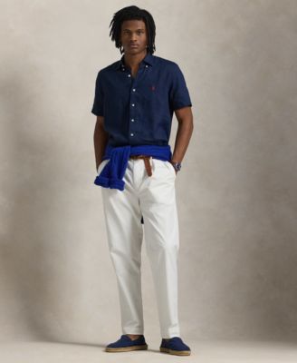 Men's Short-Sleeve Linen Button-Up