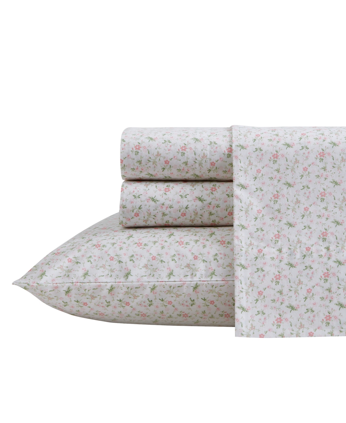 Laura Ashley 200-thread Cotton 4 -pc. Sheet Set, Full In Pretty Pink Evie