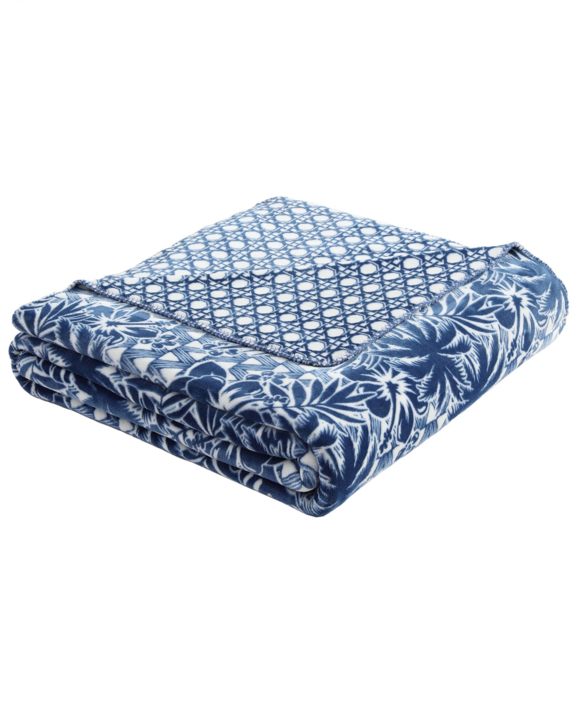Tommy Bahama Home Closeout!  Lanikai Fronds Flannel Blanket, King In Blue