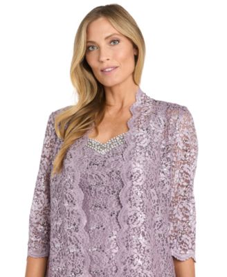 Women's 2 Pc. Sequin-Lace Scalloped Jacket Dress
