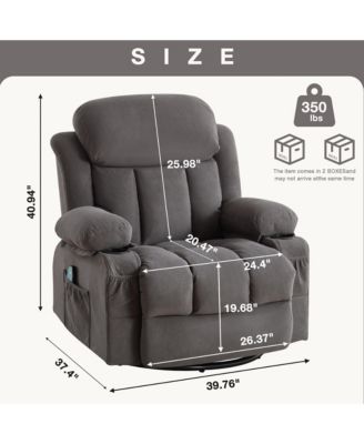 Swinging Recliner Massage Heated Sofa with USB and 2 Cup Holders