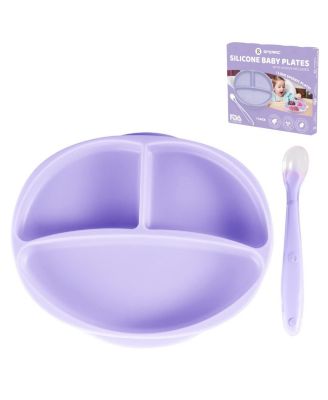 Sperric Baby Girls Silicone Suction Plate Plate 100 Food Grade Silicone Stay Put Plates - Bpa Free Microwave Dishwasher Safe - LightPastel Purple 10$