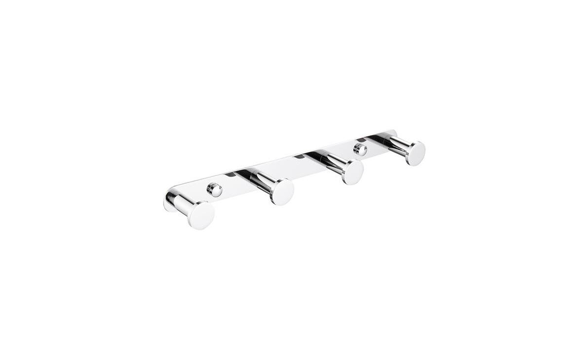 Heavy-Duty 304 Stainless Steel Towel Rack &#x2013; 4 Hooks for Bathroom Accessories, Robes, and Coats - Silver