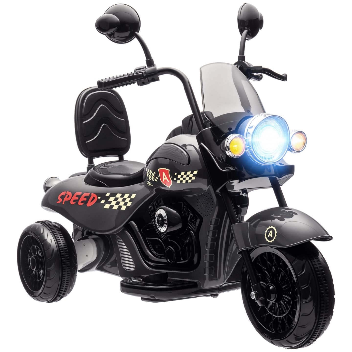Детская игрушка Qaba 6V Three-Wheel Electric Motorcycle Ride-On with Headlights and Music, 55 lbs Capacity, Ages 3+, цвет: Серый — фото 1