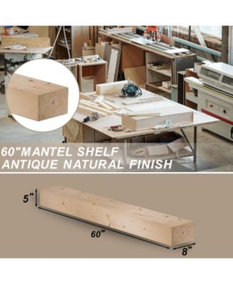 Solid Pine Wood Cap-Shelf Mantel in Natural Wood