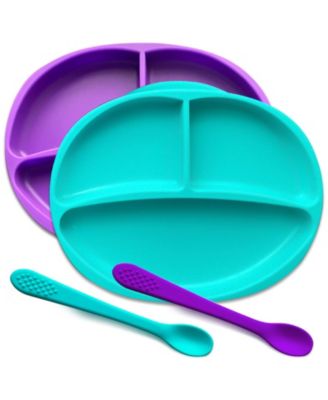 Sperric Baby Girls Silicone Suction Plate Plate 100 Food Grade Silicone Stay Put Plates - Bpa Free Microwave Dishwasher Safe - Purple 16$