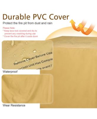 32 Inch Propane Fire Pit Table Square Tabletop with Lava Rocks Cover 50000 BTU