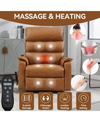 Brown Power Lift Recliner with Heat Massage (350 lb)