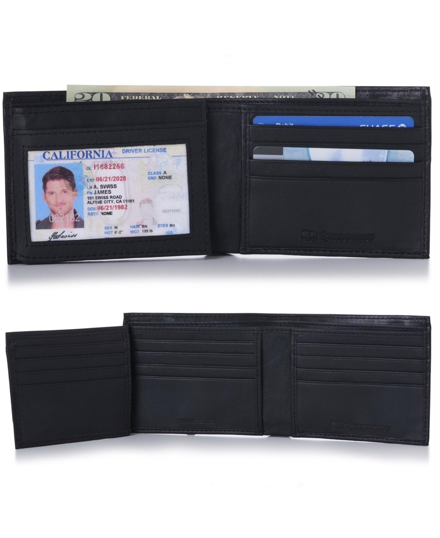 Мужской кошелёк Alpine Swiss Wallet Trifold Bifold Billfolds to choose from Genuine Leather, цвет: Flip-Out Hybrid — фото 4