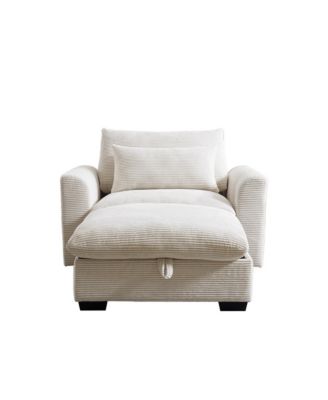 Beige Corduroy Sofa Couch, Modular Couch with Storage Ottoman, Couch Deep Seat Couches for Modern Living Room/Apartment/Office