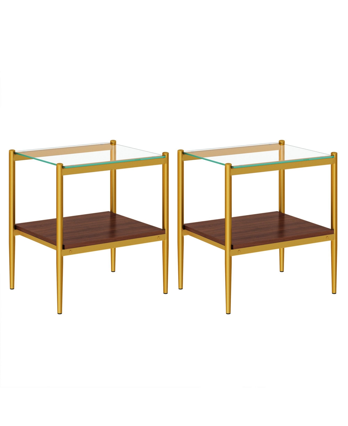 Coffee Table and End tables Set of 3, Tempered Glass Table with Mdf layer, Modern Tables for Living Room, Transparent Glass