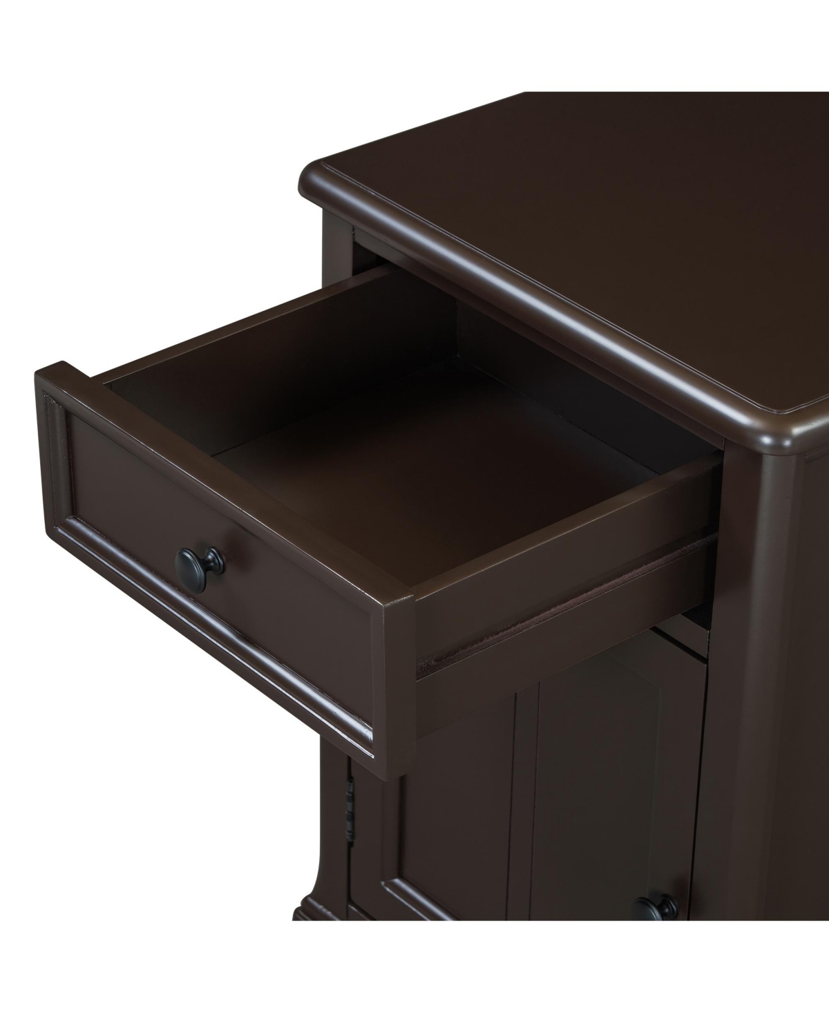 Streamdale Furniture End Table with Solid Wood Legs, Side Table with Usb Ports, Storage Cabinet and Drawer for Living Room,- Ant