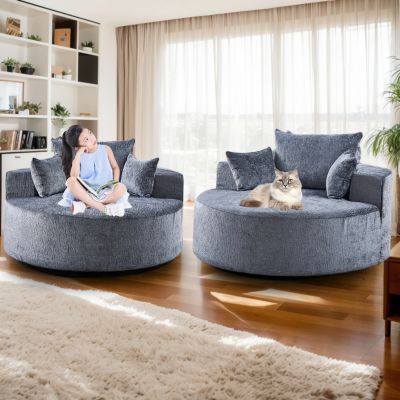 Chenille Sofa Sleeper, 55'', Assembly-Free, Modern Lounge Chair