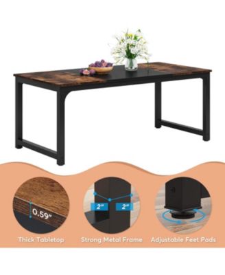 71"x31.5" Dining Table, Industrial for 6-8 Person, Rectangular Dinner Table for Dining Room Kitchen Living Room, with Heavy Duty Metal Legs