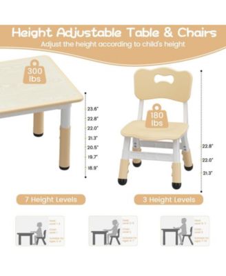 Kids Table and 2 Chairs Set with Graffiti Desktop, Height Adjustable Toddler Table and Chairs Set, 4 in 1 Activity Table Play Table for Reading, Drawing, Playing, Eating