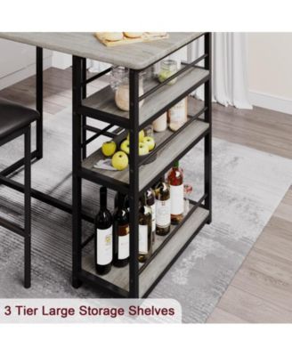 3-piece Wood & Metal Rectangular Kitchen Dining Table Set