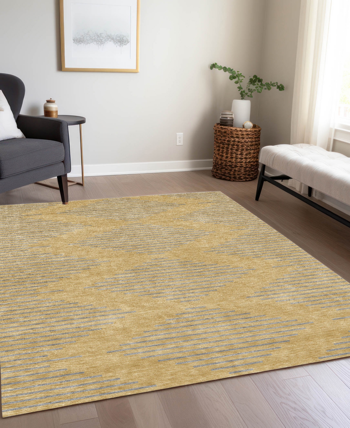 Addison Chantille Machine Washable Acn1017 5'x7'6''area Rug In Gold