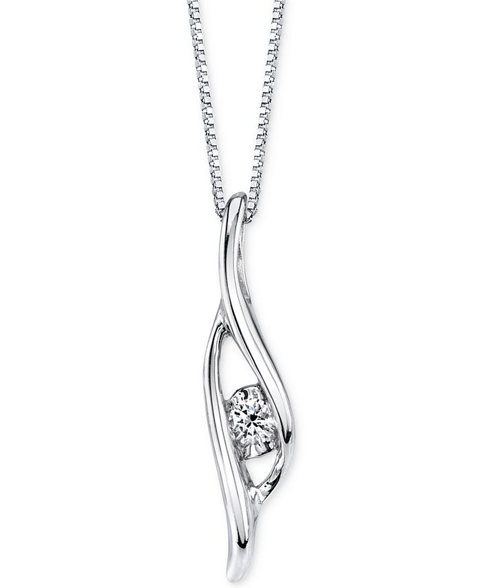Macy's - Diamond Pendant Necklace (1/5 ct. t.w.) in 14k White Gold