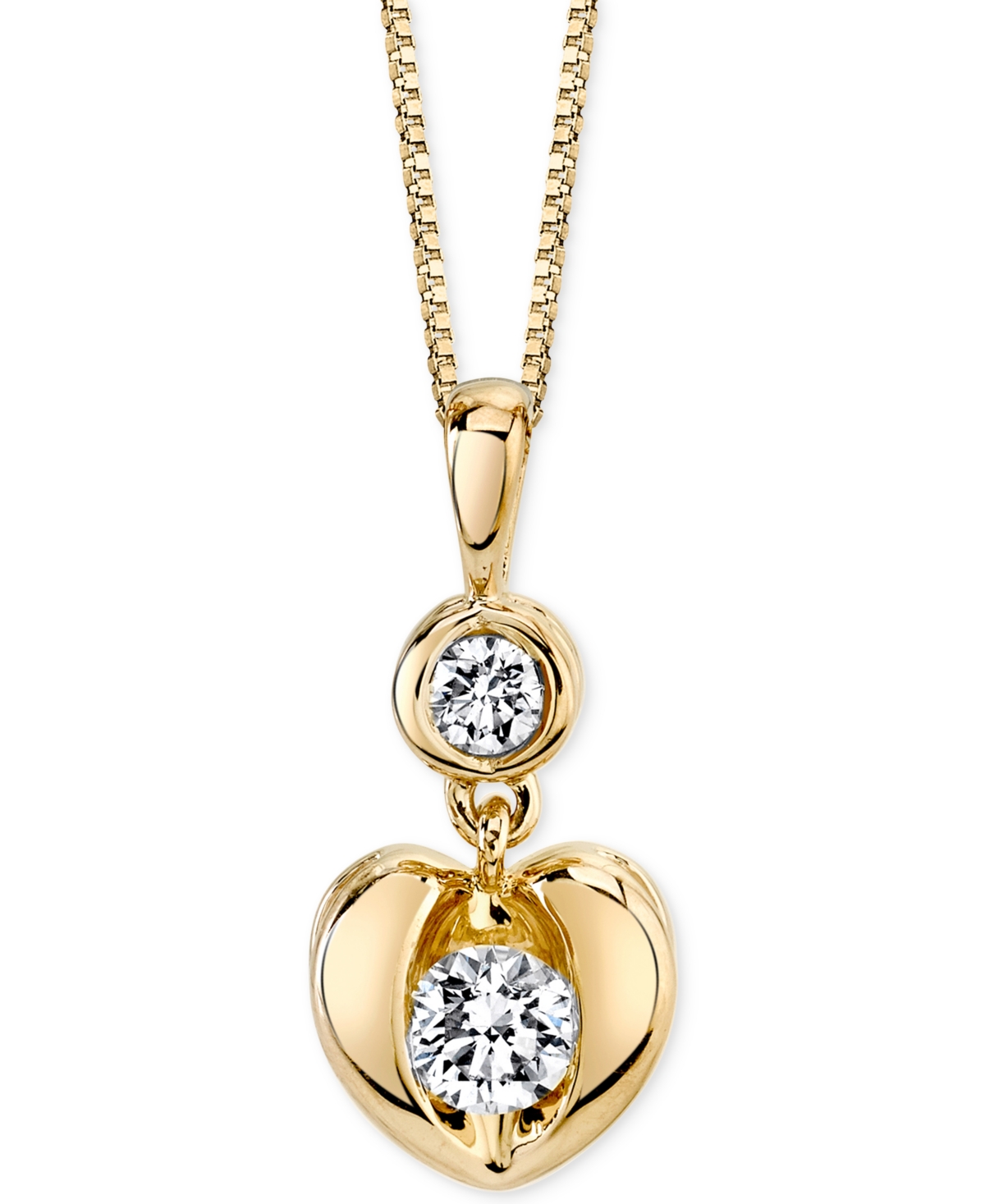 Sirena Energy Diamond Heart Pendant Necklace in 14k White or Yellow Gold (1/4 ct. t.w.) - Yellow Gold