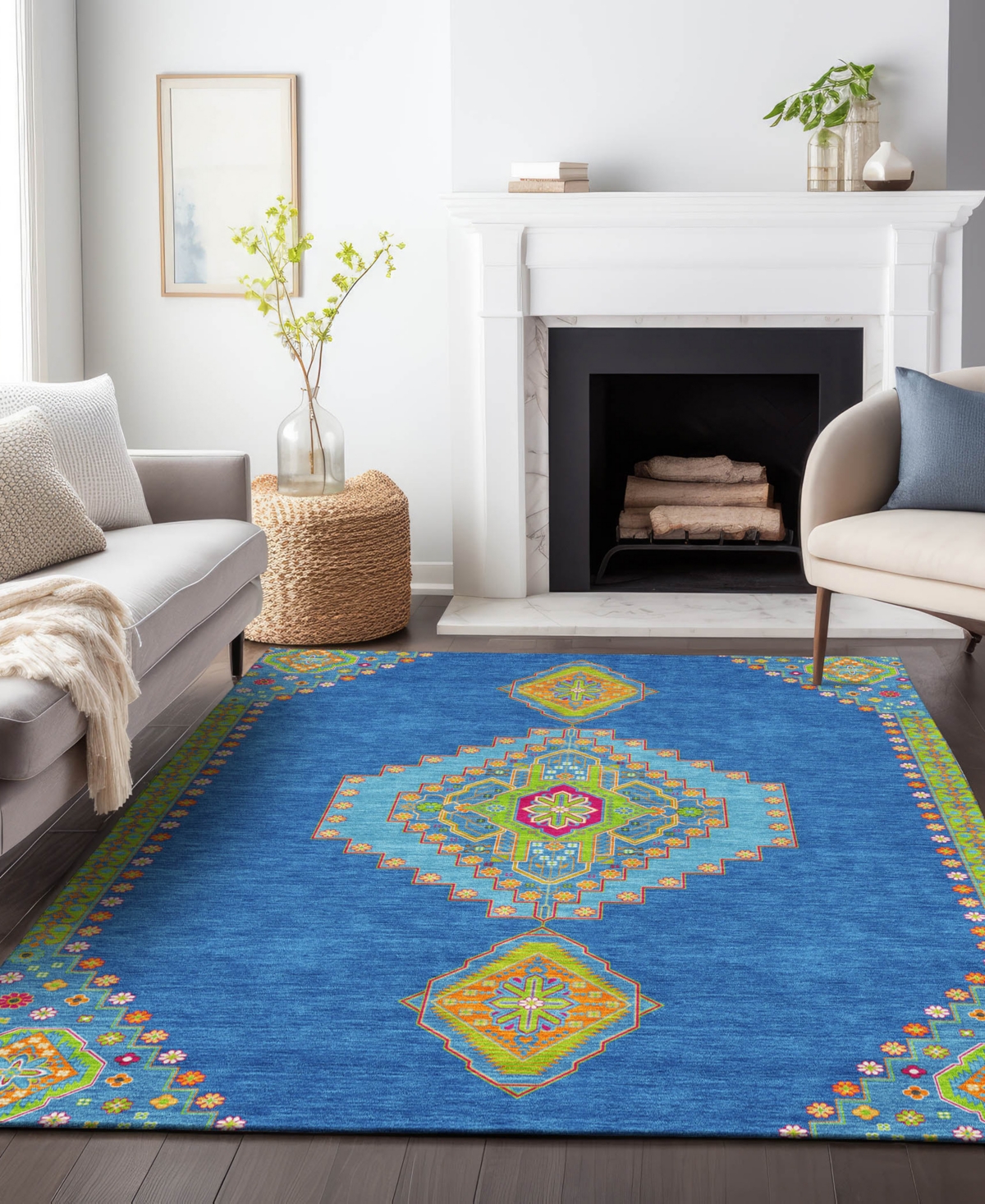 Addison Chantille Machine Washable Acn1014 9'x12' Area Rug In Denim